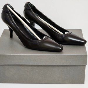 PRADA CALZATURE DONNA NAPPA SPORT BLACK LEATHER PUMPS * 38 * NEW IN BOX *